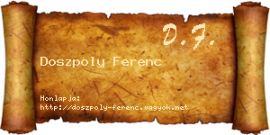 Doszpoly Ferenc névjegykártya