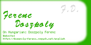 ferenc doszpoly business card